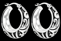 Elegant S925 Sterling Silver Hoop Earrings Vintage-Inspired Black enamel Finish Stock added with model