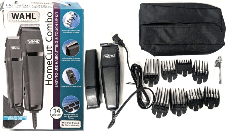 WAHL HomeCut Combo Haircutting & Touch-Up Kit : Hair Clipper, Battery Powered Trimmer, 2&times; Blade Guards, 8&times; Guide Combs + Blade/Brush Oil