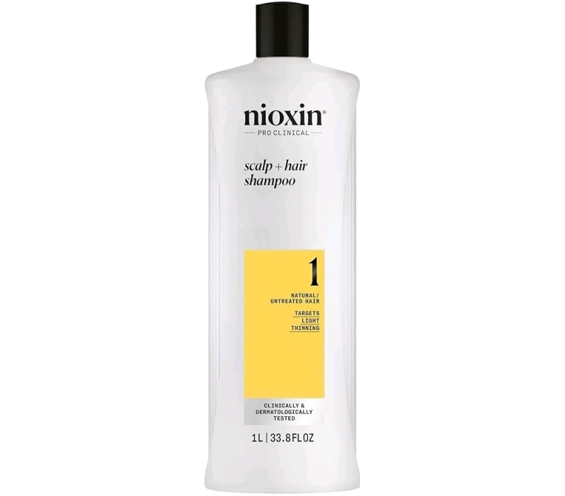 New NIOXIN Professional Scalp + Hair Shampoo #1 for Natural, Untreated Hair, Targets Light & Thinning Hair, 1L
