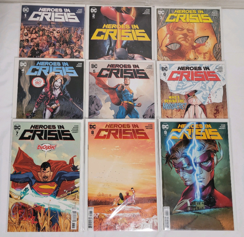 DC Comics 2018 Heroes in Crisis No.1 - No.9 , Complete Run . Very Fine Ungraded Condition