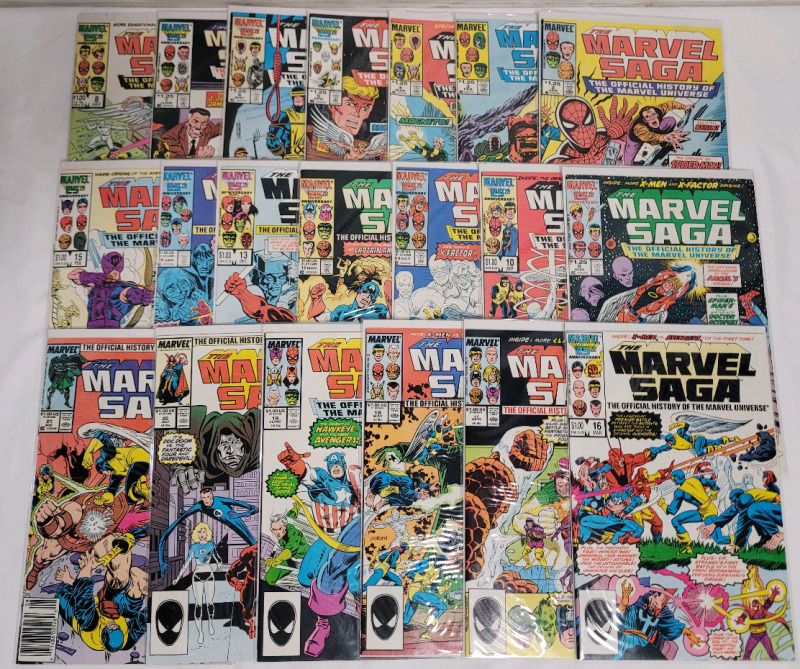 Marvel Comics 1985 The Marvel Saga No.2 - No.21 , Consecutive Run . Fine or higher Ungraded Condition