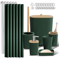 New Clara Clark Bathroom Accessories Set - 20PC Bathroom Accessory Set, Shower Curtain Set, Toilet Brush, Trash Can & Soap Dispenser. Retails for $65