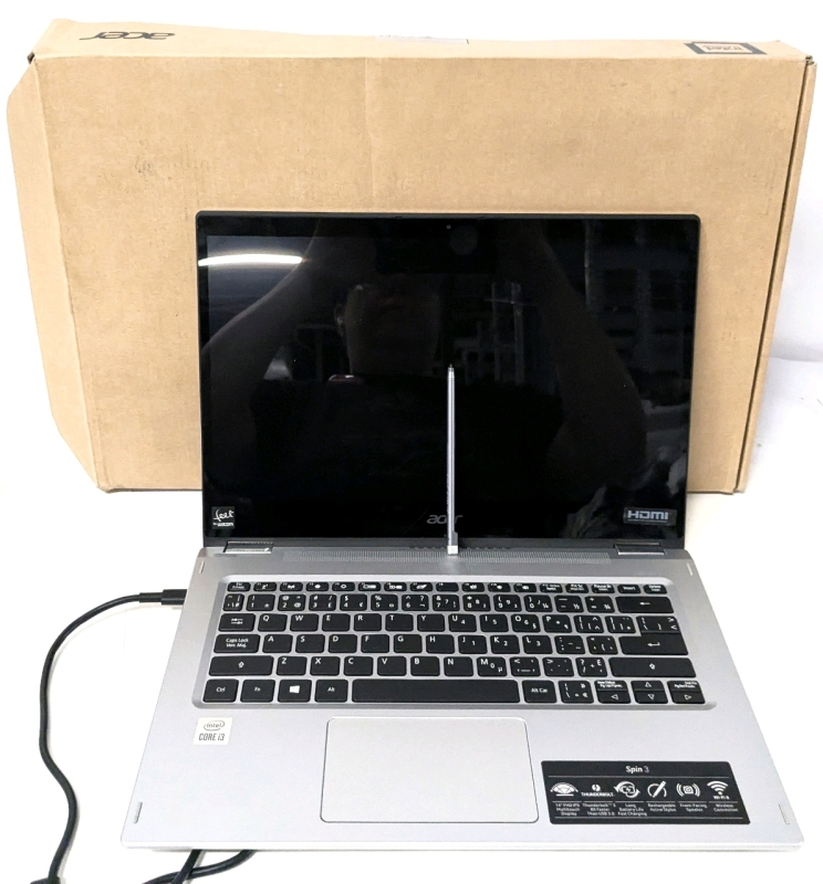 [As-Is] ACER 14" Touch Screen Spin 3 Convertible Windows 11 Laptop, Intel Core i3, 8GB Memory, 258GB Hard Drive with Rechargeable Waconm Pen SP314-54N-311J (See Description)