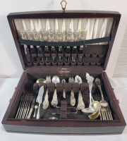 Vintage Northumbria Sterling Silver Flatware, Set of 45pcs - " Cello " Pattern , Spoons Forks & Butter Knives . Plus Two (2) Sterling Silver Spoons & 32pcs. Silverplate Flatware . See Description.