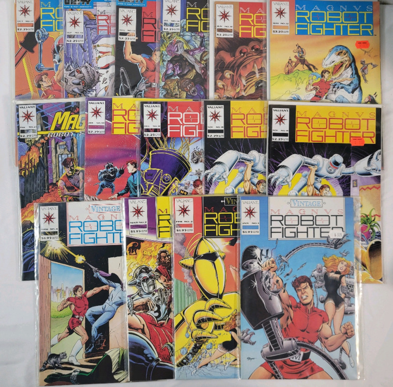 Valiant Comics 1991 Magnus, Robot Hunter No.12 - No.19 , No.21 - No.12 1st. Appearance Turok (valiant comics) & 1992 Vintage Magnus , Robot Hunter Mini No.1 - No4 . Fine or higher Ungraded Condition