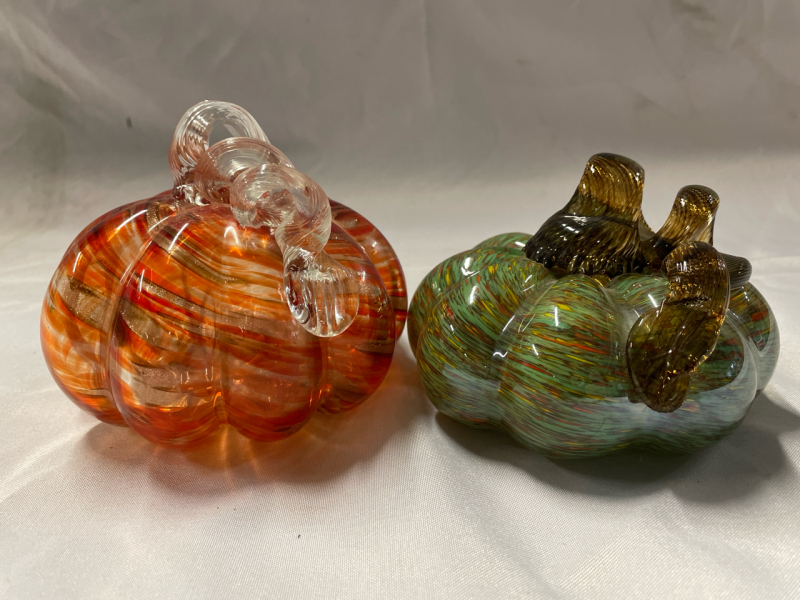 Gorgeous Art Glass Pumpkins | Tallest is 4&rdquo; | No Chips or Cracks | Lovely Fall Decor