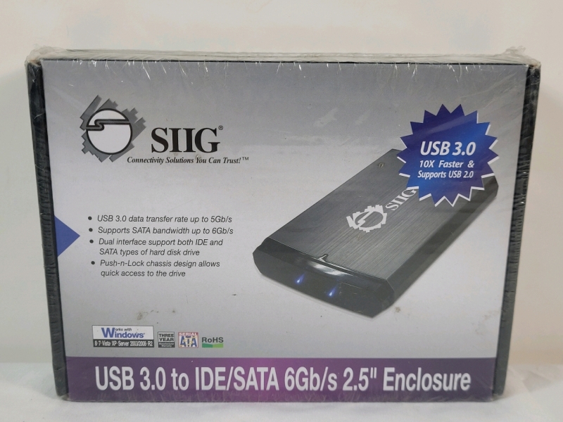 New - SIIG USB 3.0 to IDE/SATA 6Gb/s 2.5" Enclosure . Sealed