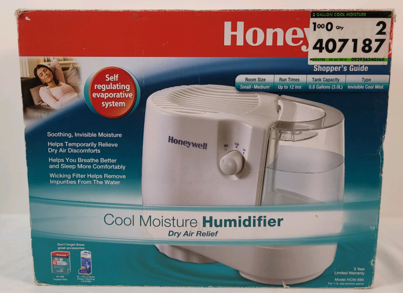 Honeywell Cool Moisture Humidifier - White , Model # HCM-890 . Open Box , Untested