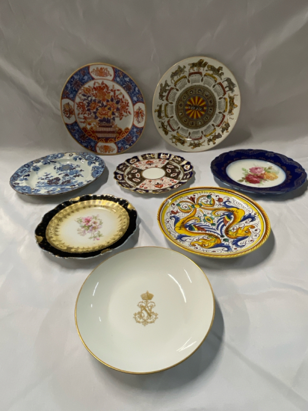 8 Vintage Plates | Largest Measures 10&rdquo; dia. | No Chips or Cracks