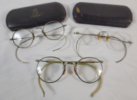 Three (3) Pairs Vintage Eye Glasses & Two (2) Cases
