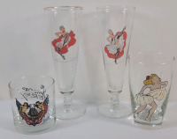 Peek-A-Boo & Sailor Jerry Beer Glasses . Measures 3.5" to 8.5" Tall
