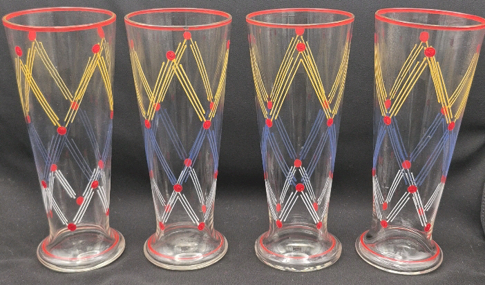 4 Vintage Highball Glass Set 7.5" Tall
