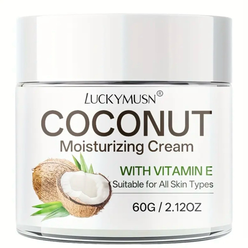 New LUCKY MUSN Coconut Oil Moisturizing with Vitamin E Hyaluronic Acid Retinol & Collagen Non-Greasy Alcohol-Free Formula for Deep Hydration, Firming & Smoothing 2.12oz/60g Stock photos added ex: 2028/04/18