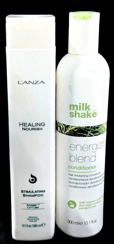 [See Desc] L'AMZA Healing Nourish Stimulating Shampoo & MILK SHAKE Energizing Blend Hair Thickening Conditioner with Rosemary & Sage