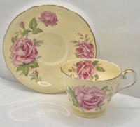 Vintage Aynsley Pink Cabbage Rose Teacup and Saucer