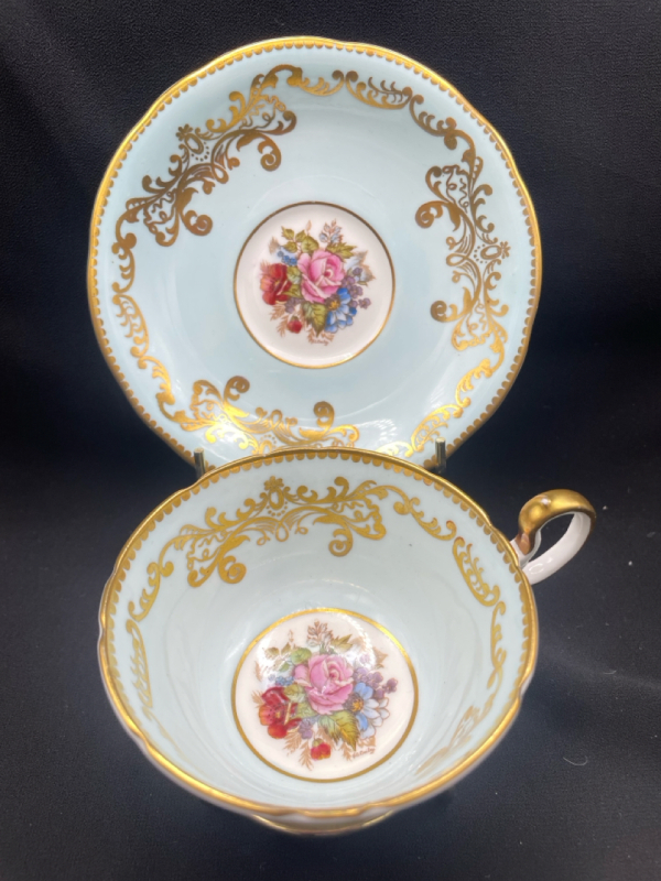 Aynsley Bone China Blue Floral Teacup Rings True