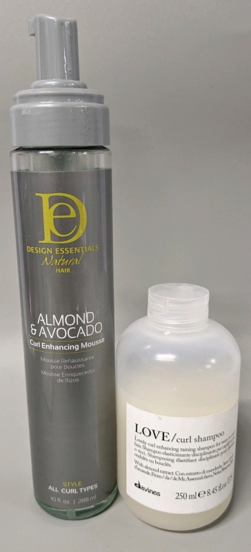 [See Desc] 2 Curly Hair Products: Davines LOVE /Curl Shampoo & Design Essentials Natural Avocado Curl Enhancing Mousse