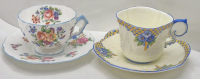 2 Vintage Aynsley Teacups & Saucers - Floral Pattern