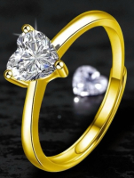 Moissanite 18KGP Stamped GRA CERTIFIED Heart Shaped Brilliant Moissanite 925S Open Adjustable Size Luxury VVS D Color Grade Moissanite Stone Comes with GRA Certificate