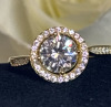 Moissanite 18KGP Stamped GRA CERTIFIED Round Brilliant Adjustable Size Luxury Ring WSD Color Grade Moissanite Stone Comes with HRA Certificate 1 CT - 6