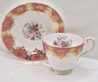 Vintage Paragon Teacup and Saucer Berry & Floral Pattern Pink
