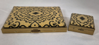 2 Vintage Italy Leather Covered Cigarette & Pill Case