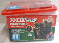 As New Pocket Hose Copper Bullet Expanding Garden Hose | Top Lid is Slightly Damaged, Does Not Impact Product Inside, Sold As Is