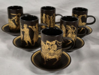 6 Purbeck Pottery Medieval Time Designs Mugs - Made in England
