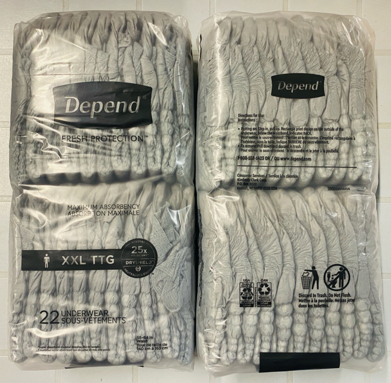 New 44 XXL Depend Fresh Protection Adult Incontinence Underwear (2 packs of 22) - Retails at $83.98!
