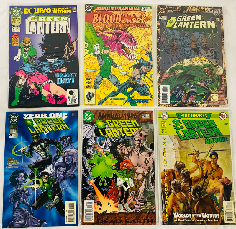 6 Vintage to Newer DC Green Lantern Annual Comics, Issues #1-6 (1992-1997)