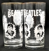 [Rare] 2 Vintage 1964 THE BEATLES &times; Dairy Queen Canada Only Promotional Glasses - 5.5" Tall Each, No Chips or Cracks, Gold Gilt in Rim Worn