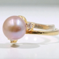 Natural AKOYA Pearl Ring Size 5 925 Sterling Silver GP / Pearl 8-9mm Lavender