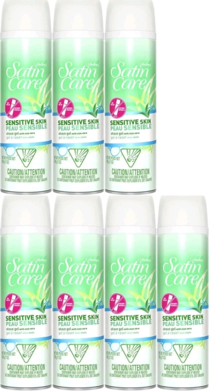 7 New GILLETTE Satin Care Sensitive Skin Shave Gel, 198g ea