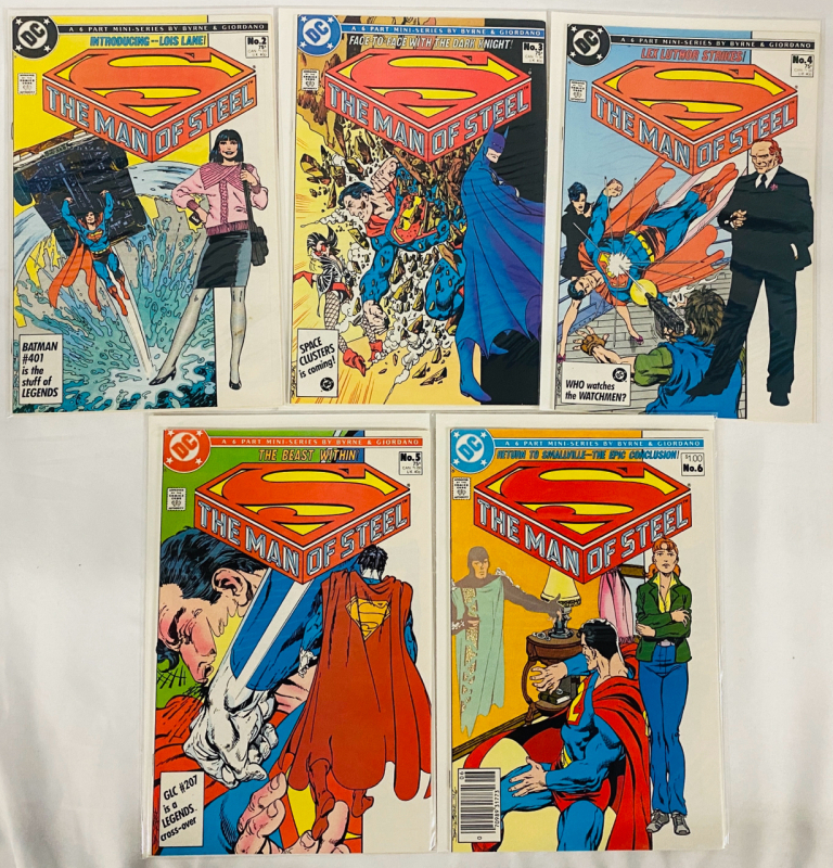 5 Rare Vintage DC &ldquo;The Man of Steel&rdquo; Miniseries Comics, Issues #2-6