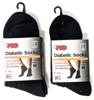 2 New Pairs Size MED (W6-10, M5-10) Unisex +MD DIABETIC ANKLE SOCKS, Comfortable with Seamless Toes, Non-Binding