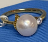 Natural AKOYA Pearl Ring Size 5.75 925 Sterling Silver GP Pearl 8-9mm White Stamped - 2