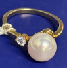 Natural AKOYA Pearl Ring Size 5.75 925 Sterling Silver GP Pearl 8-9mm White Stamped - 5