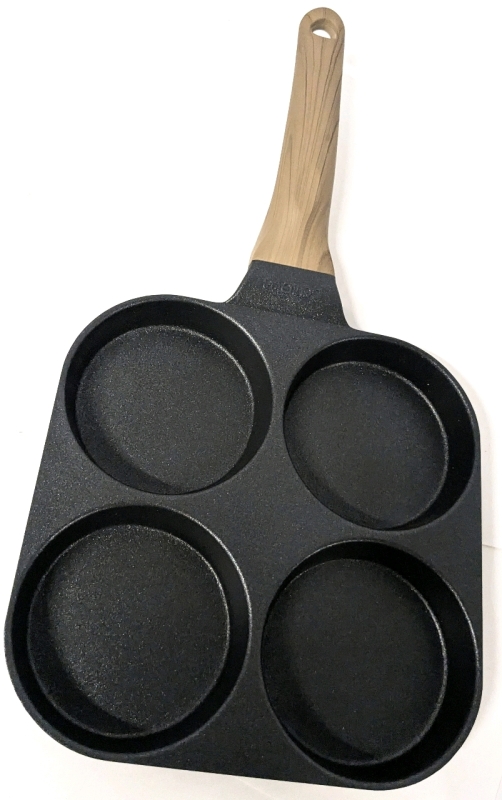 New CAROTE Non-Stick Egg Pan, Makes 4&times; 3.25" Diameter Fried Eggs (Perfect Size for Breakfast Sandwiches!), Pan 7.4" &times; 7.4"