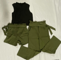 New Size 8Y Kids 3-pc Clothing Set includes Sleeveless Top, Paper Bag style Shorts, and Pants with 2 Tie Belts
