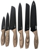 New 6pc CAROTE Kitchen Knives Set with Sheaths : Stainless Steel, Black, Wooden Handles - Retails Over $50! - 2