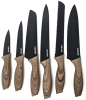 New 6pc CAROTE Kitchen Knives Set with Sheaths : Stainless Steel, Black, Wooden Handles - Retails Over $50! - 3