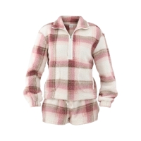 New sz XXS Women's No Boundaries Half Zip Pullover and Shorts Plush Set, 2-Piece,