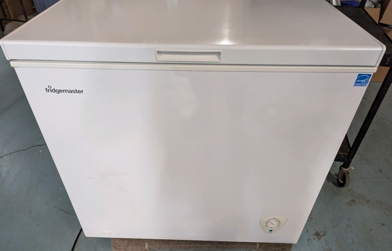 As New Fridgemaster 7 Cubic Foot Chest Freezer. Measures 20.5" (depth) by 35" (wide) by 33" (height)