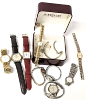 10 Vintage Watches incl M. Leagault, Seiko, Croton, Price Waterhouse, ESQ, Wittnauer with Case, Elbro Geneva, Timex +