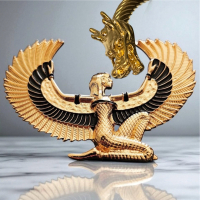 Isis Black Enamel Egyptian Revival Goddess of Maternity & Fertility Brooch 3 x 2&rsquo;&rsquo; Alpha Double Dragon Head Cable Open Cuff 2.5 in diameter