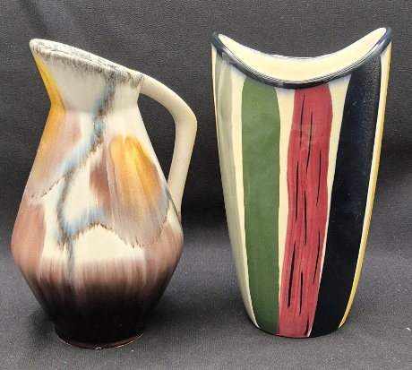 2 Vintage German Vase & Pitcher - 7" Tall