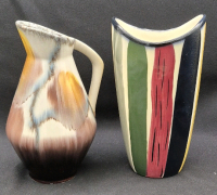 2 Vintage German Vase & Pitcher - 7" Tall