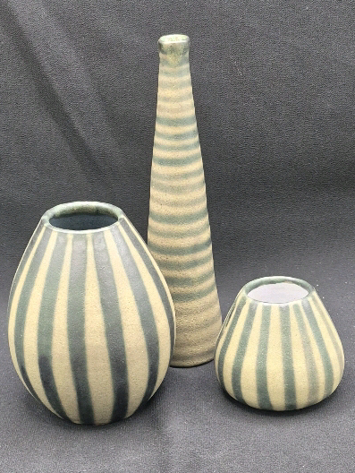 3 Vintage Wiedmann Germany Pottery Vases
