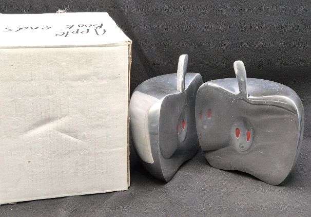 Modern Metal Apple Bookends - 5" Tall and Wide