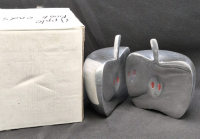 Modern Metal Apple Bookends - 5" Tall and Wide